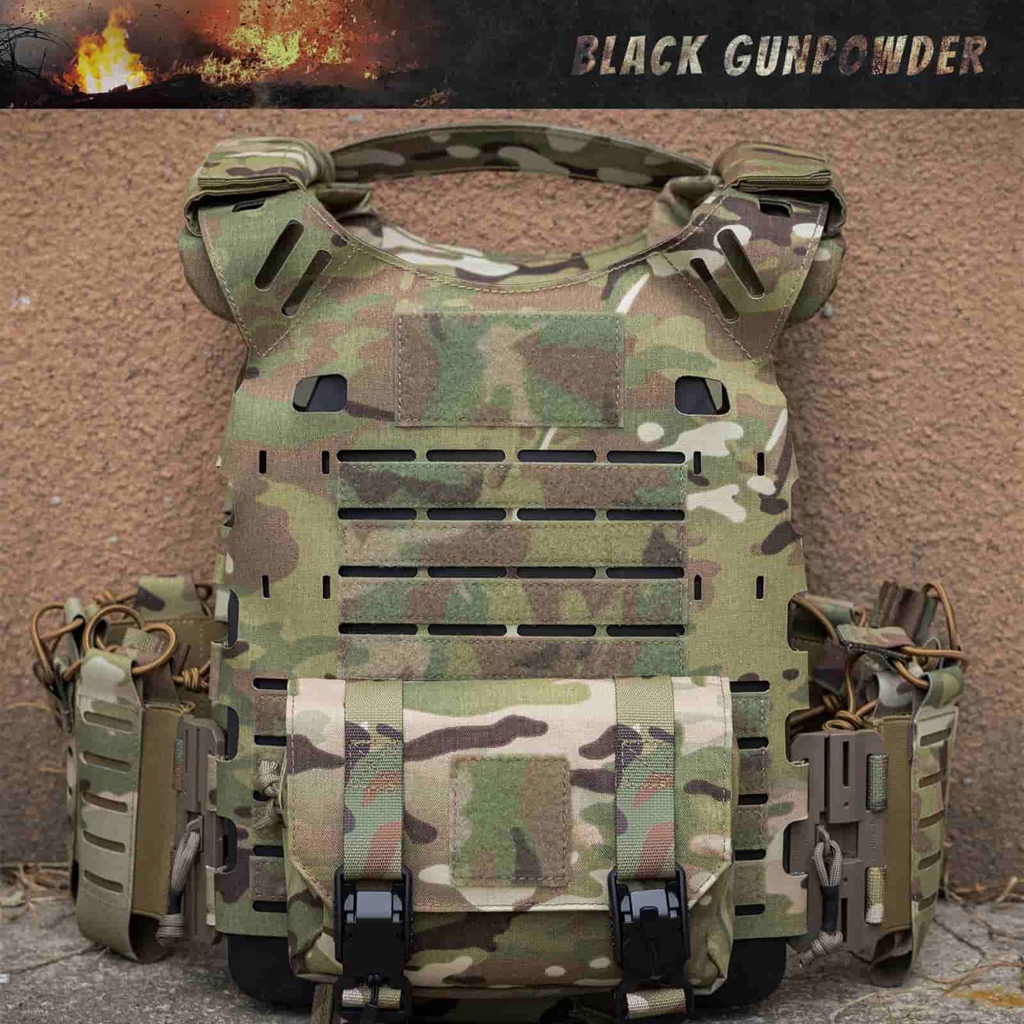 Black Gunpowder Tactical Molle Pouch, Quick Release Hook-and-Loop MOLLE Add-on Pouch EDC Tool Pouch Bag