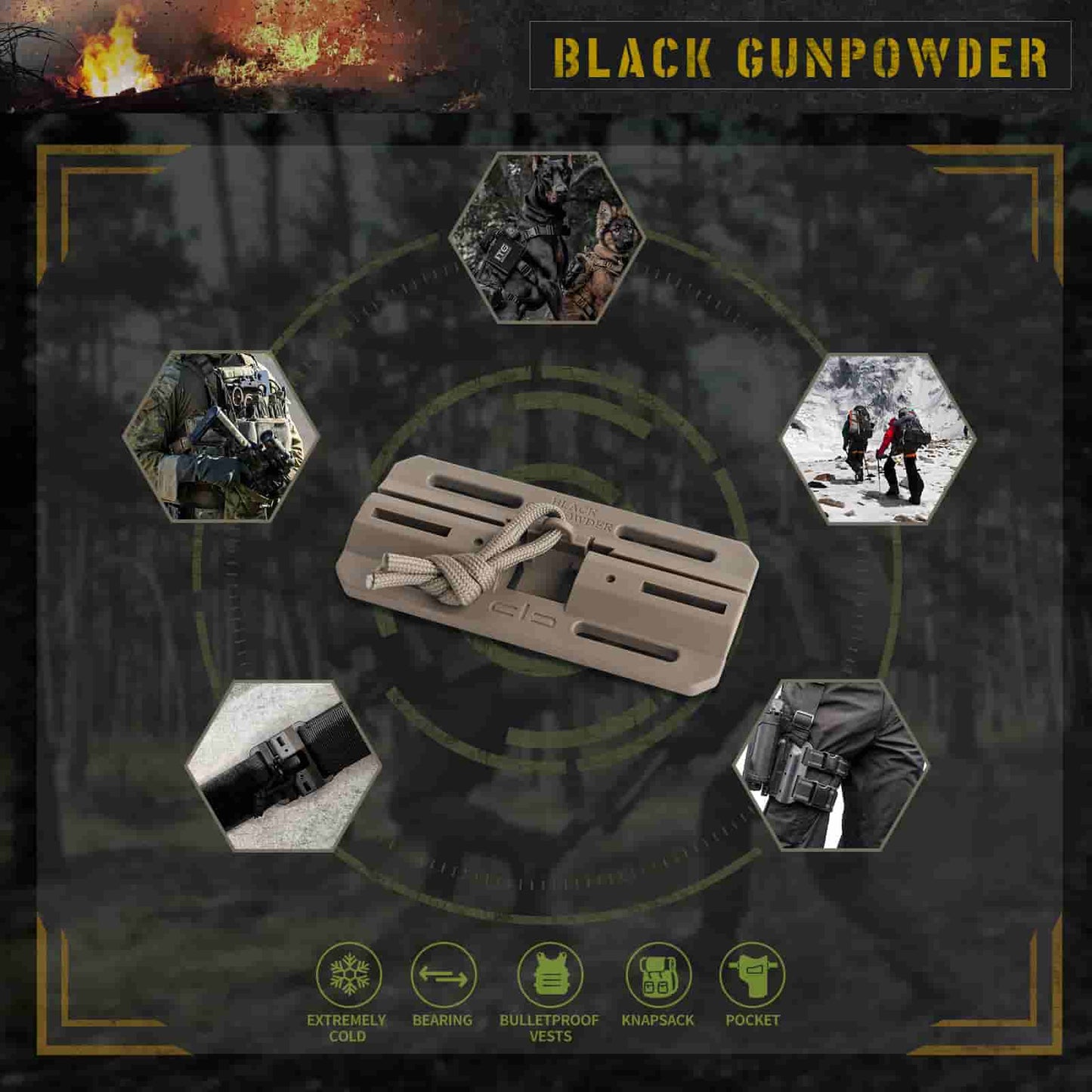 Black Gunpowder Magnetic Quick Release Buckle One-Handed Operation DIY Tactical and Outdoor Backpack Strap Belt Accessories 2 Pack